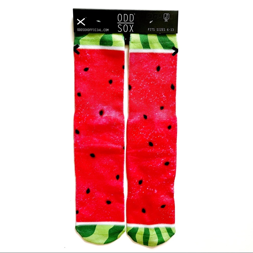 Odd Sox Watermelon Slice Crew Socks Mens Womens Fruit Fruity Fun Gift New NWT